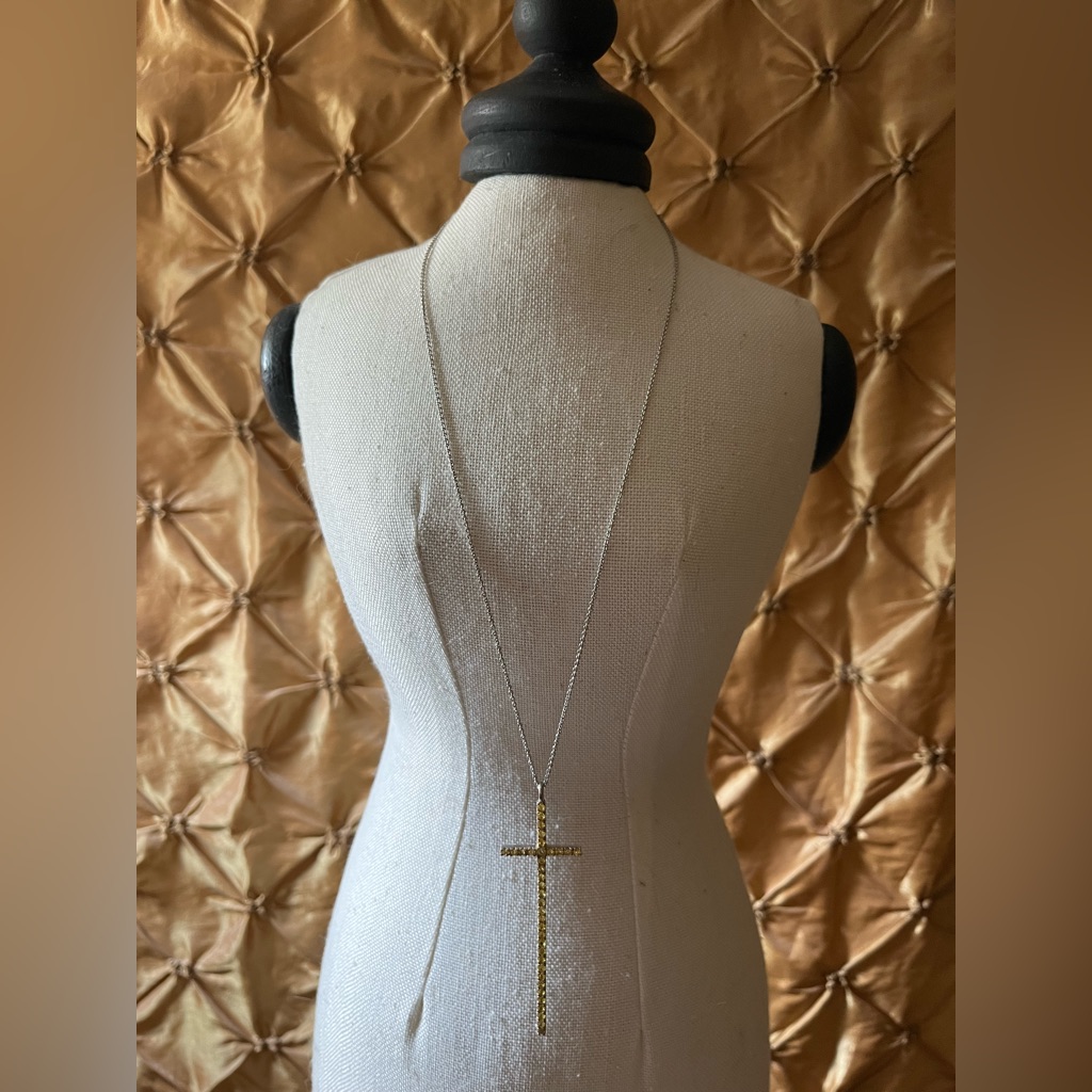 Rarities By Carol Brodie Nwt Natural Yellow Sapphire Cross Necklace